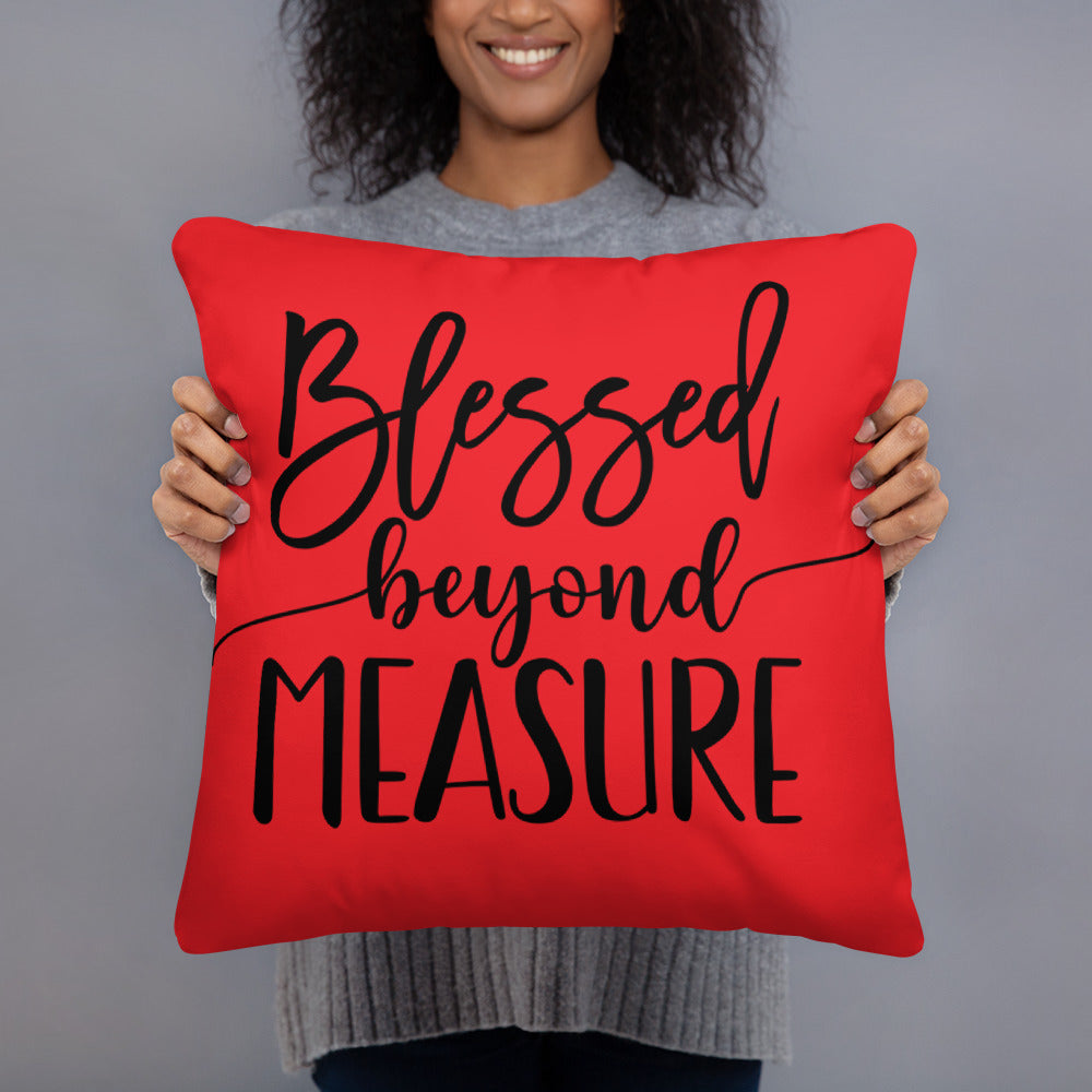 Blessed Beyond Measure (Red) Throw Pillow