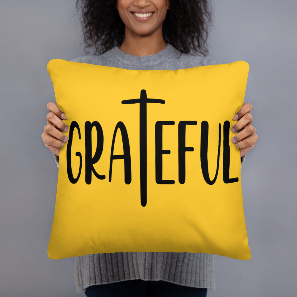 Grateful (Yellow) Throw Pillow