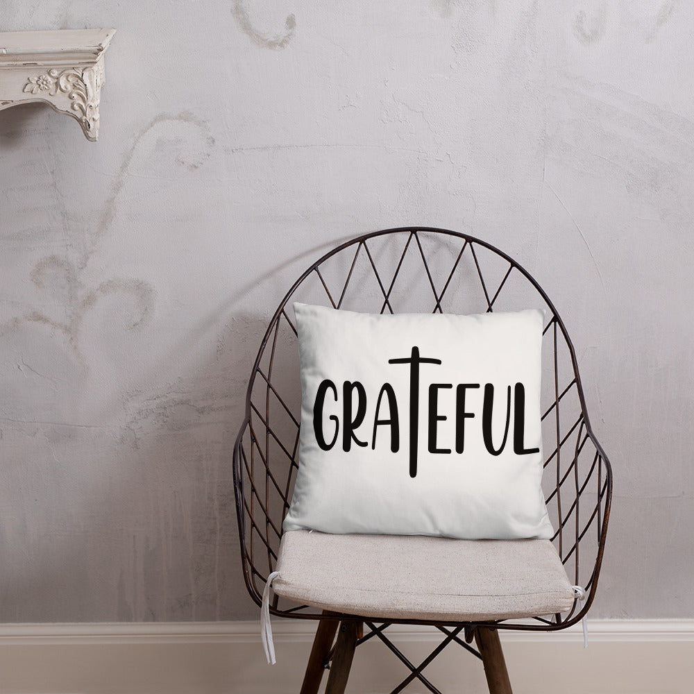 Grateful (White) Throw Pillow