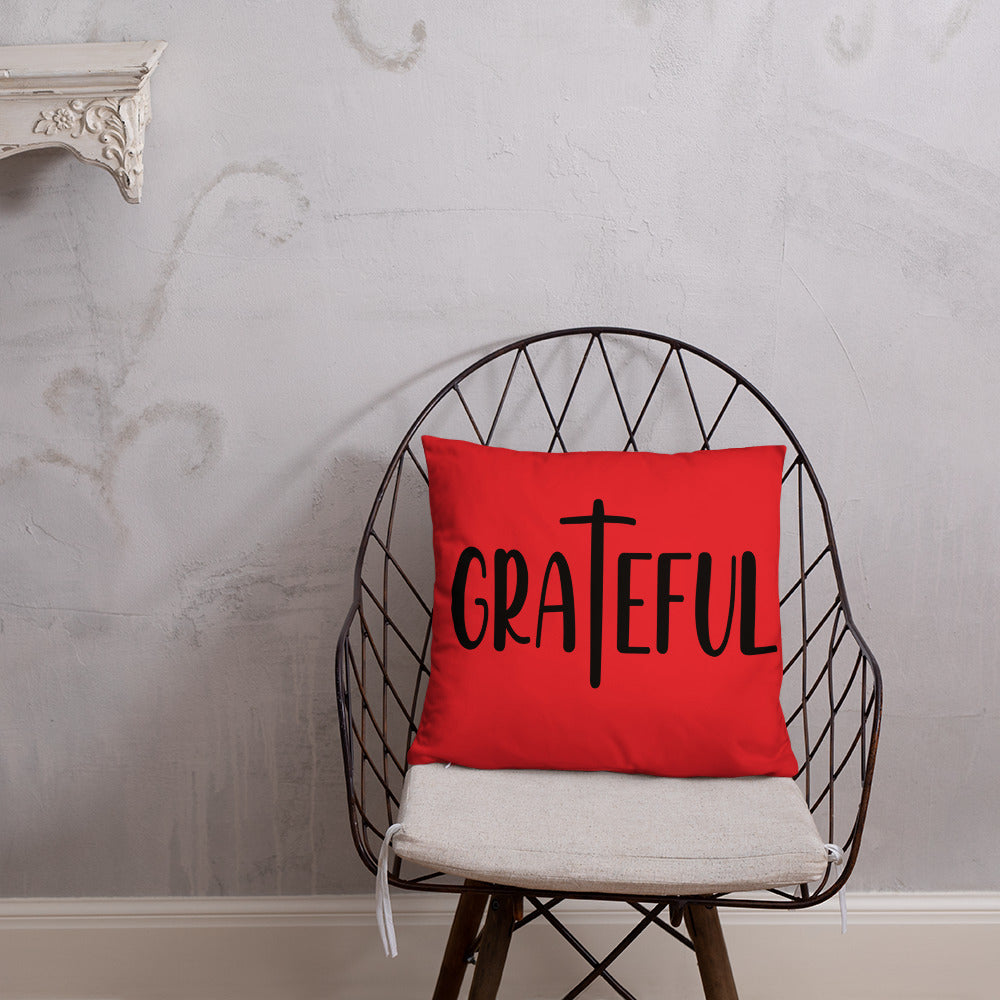 Grateful (Red) Throw Pillow