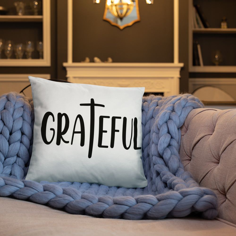 Grateful (White) Throw Pillow