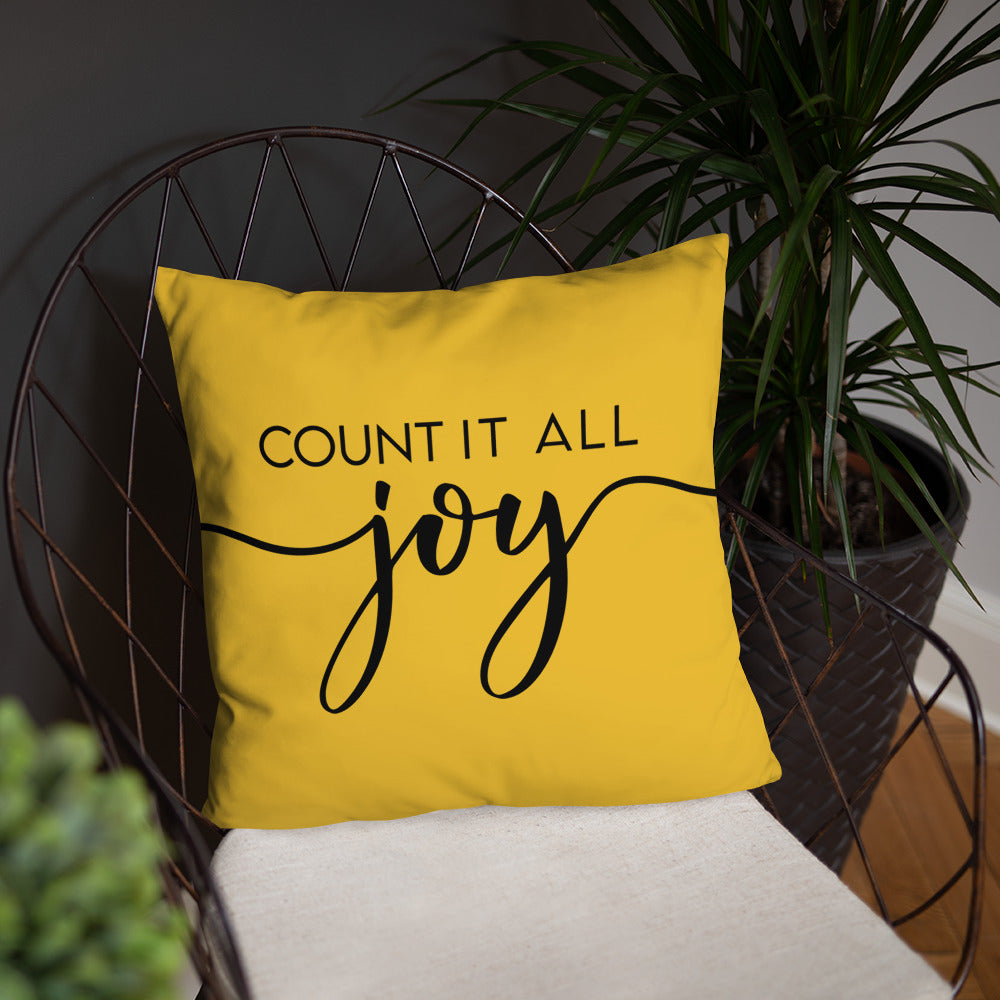 Count it All Joy (Yellow) Throw Pillow
