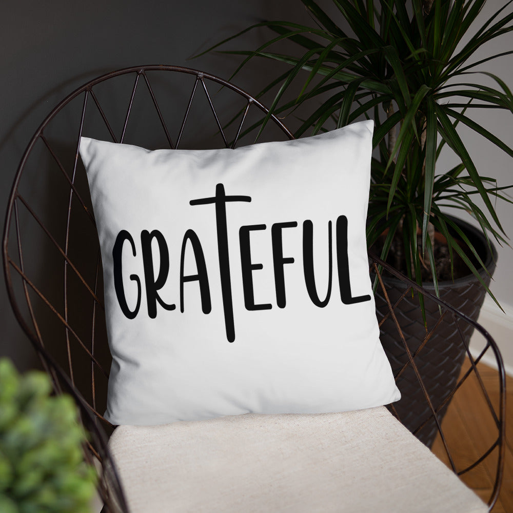 Grateful (White) Throw Pillow