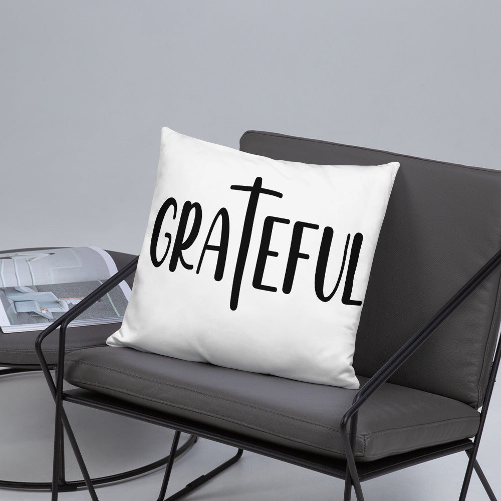Grateful (White) Throw Pillow