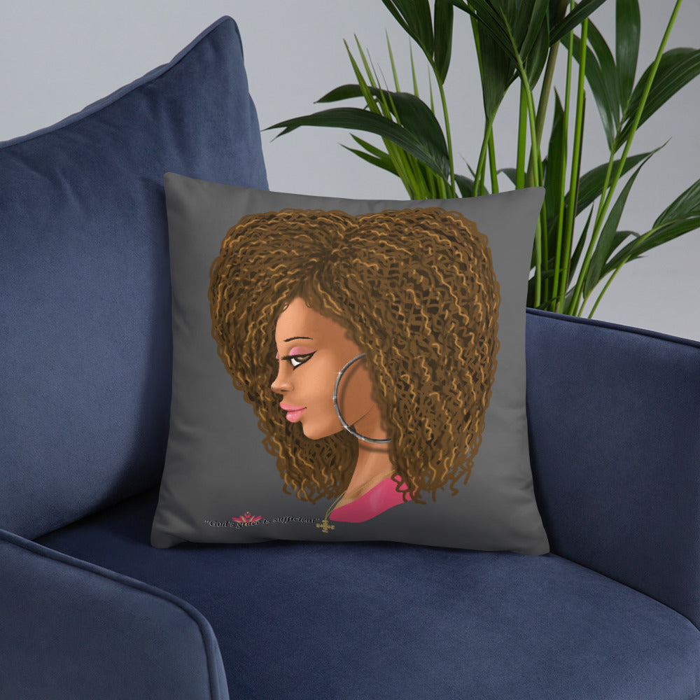 God's Grace is Sufficient (Gray) Throw Pillow