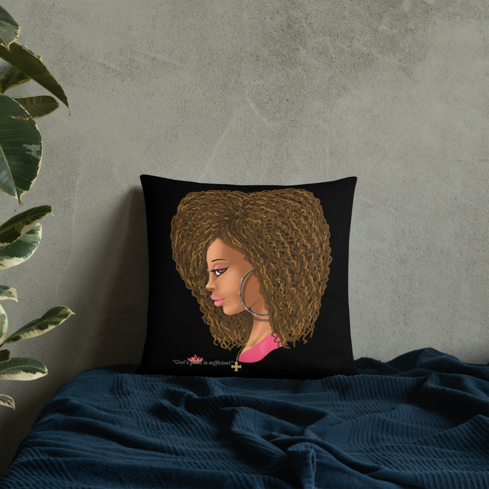 God's Grace is Sufficient (Black) Throw Pillow