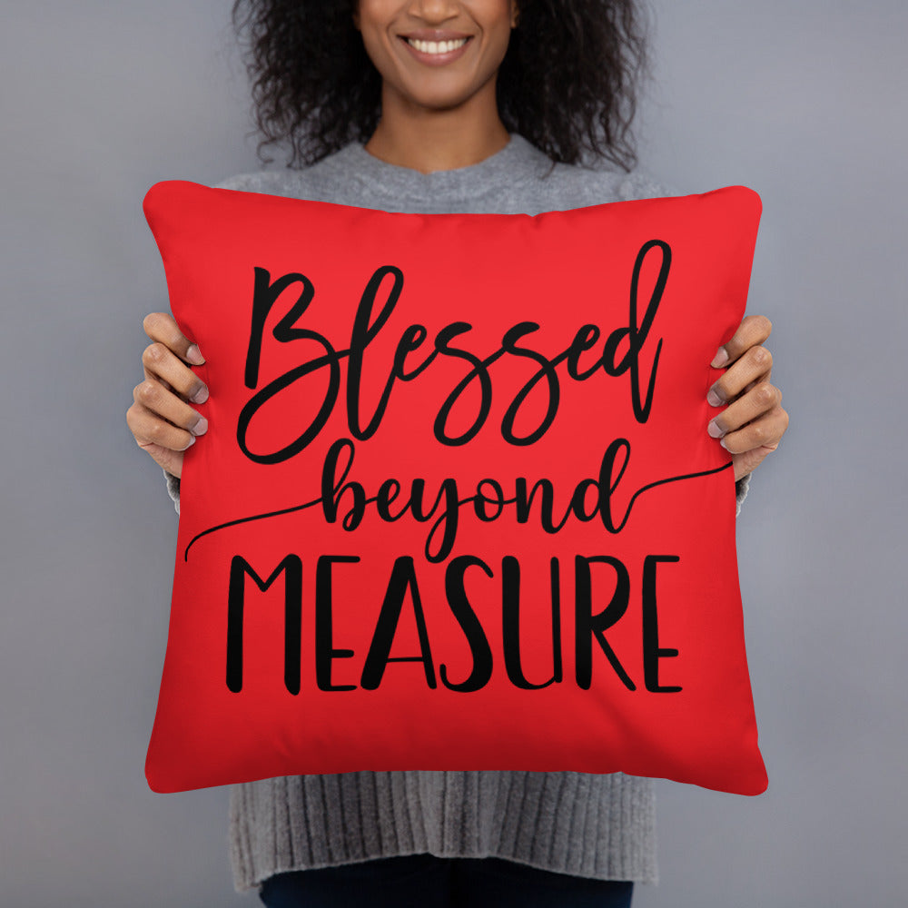 Blessed Beyond Measure (Red) Throw Pillow