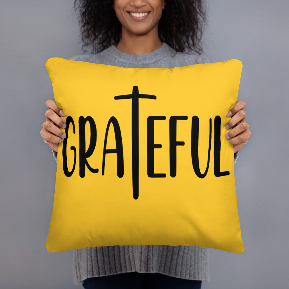 Grateful (Yellow) Throw Pillow
