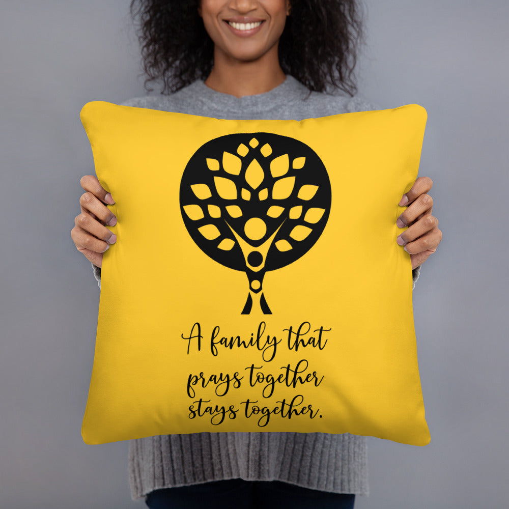 A Family that Prays Together (Yellow) Throw Pillow