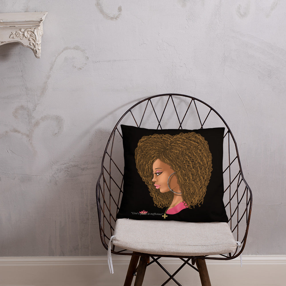God's Grace is Sufficient (Black) Throw Pillow