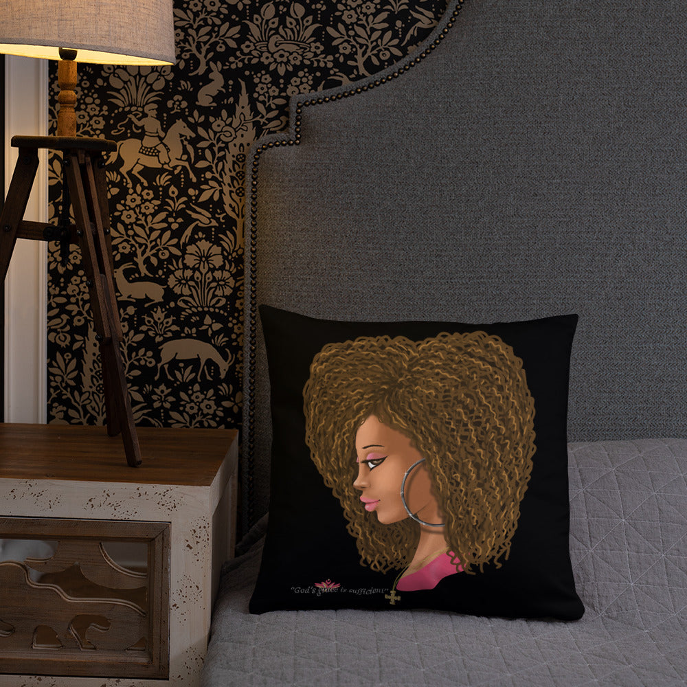 God's Grace is Sufficient (Black) Throw Pillow