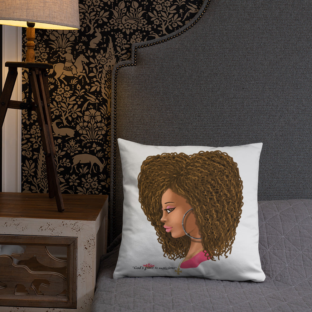 God's Grace is Sufficient (White) Throw Pillow