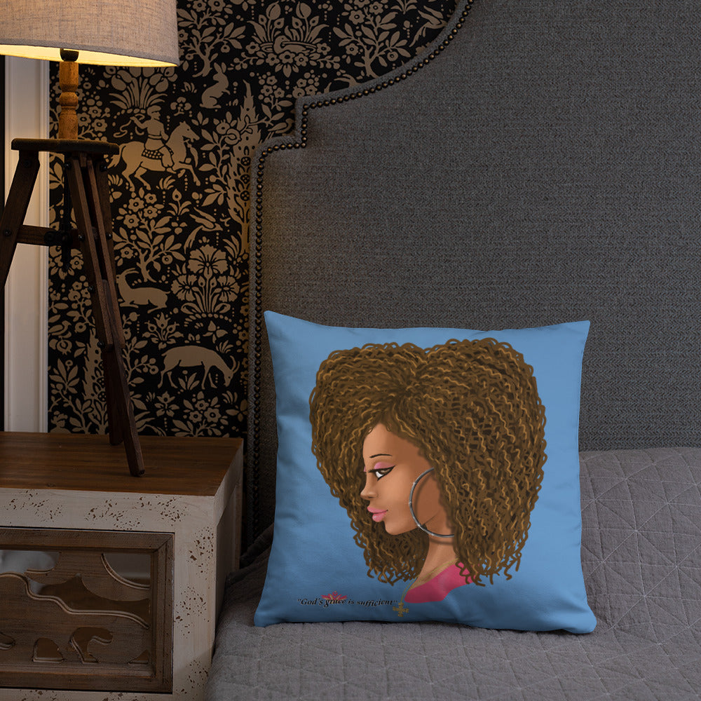 God's Grace is Sufficient (Blue) Throw Pillow