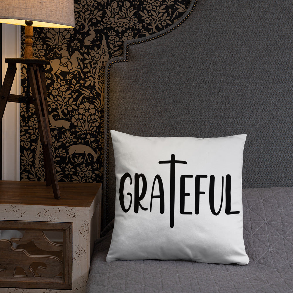 Grateful (White) Throw Pillow