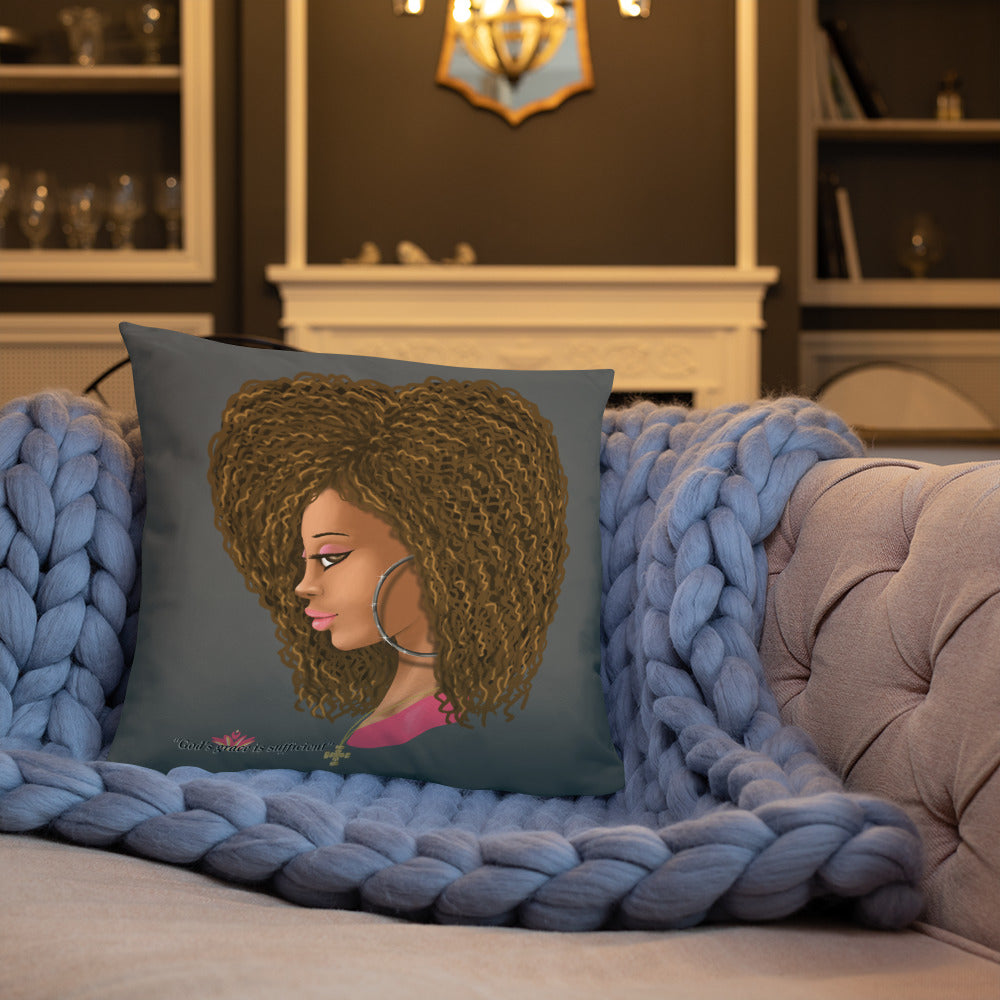 God's Grace is Sufficient (Gray) Throw Pillow