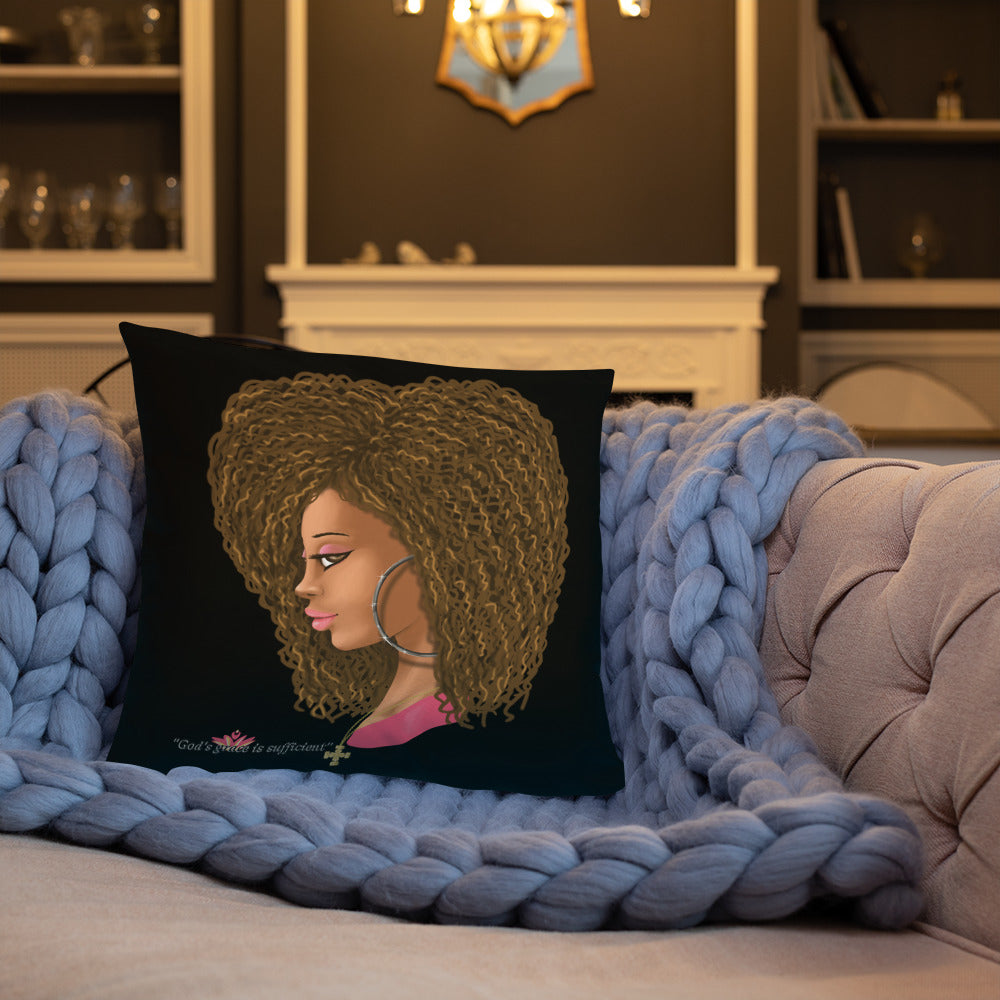 God's Grace is Sufficient (Black) Throw Pillow