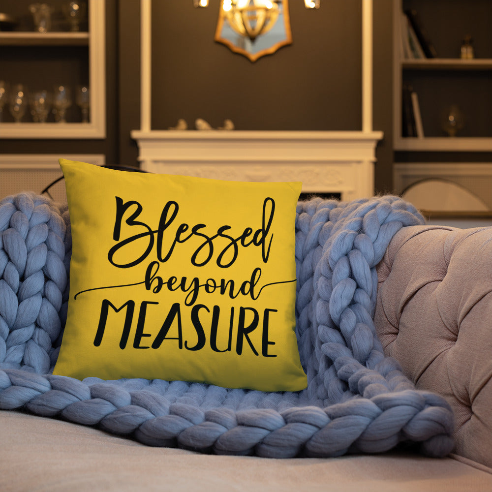 Blessed Beyond Measure (Yellow) Throw Pillow