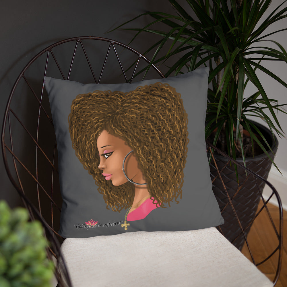 God's Grace is Sufficient (Gray) Throw Pillow