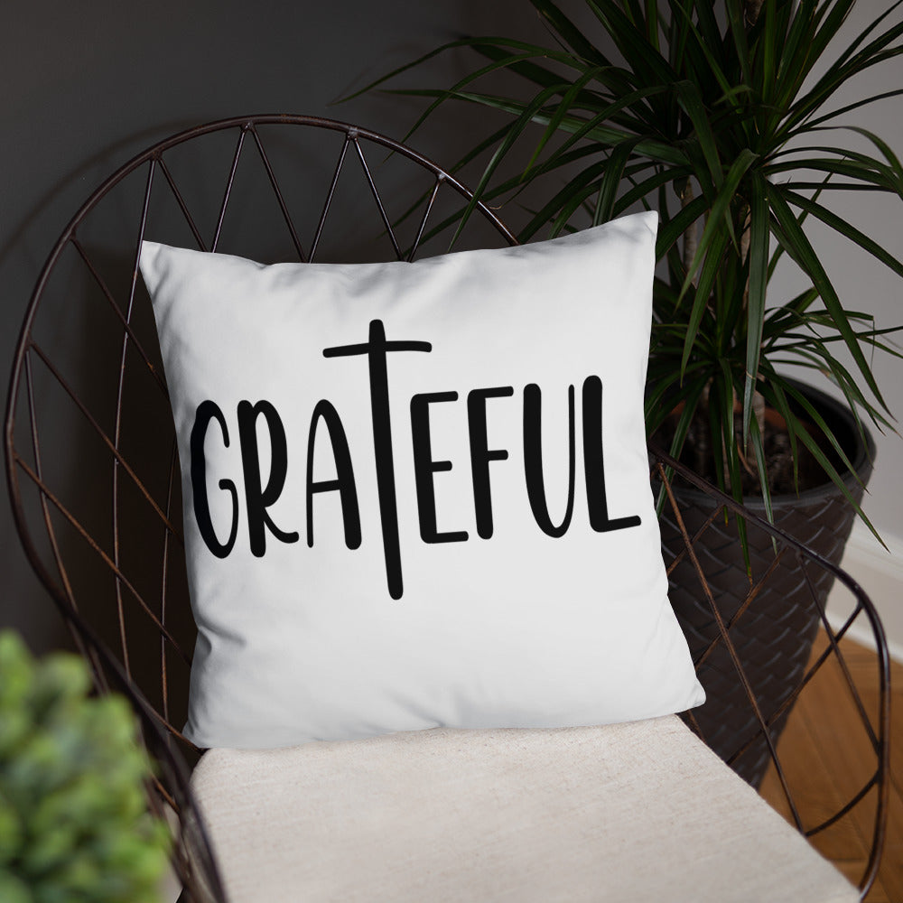 Grateful (White) Throw Pillow