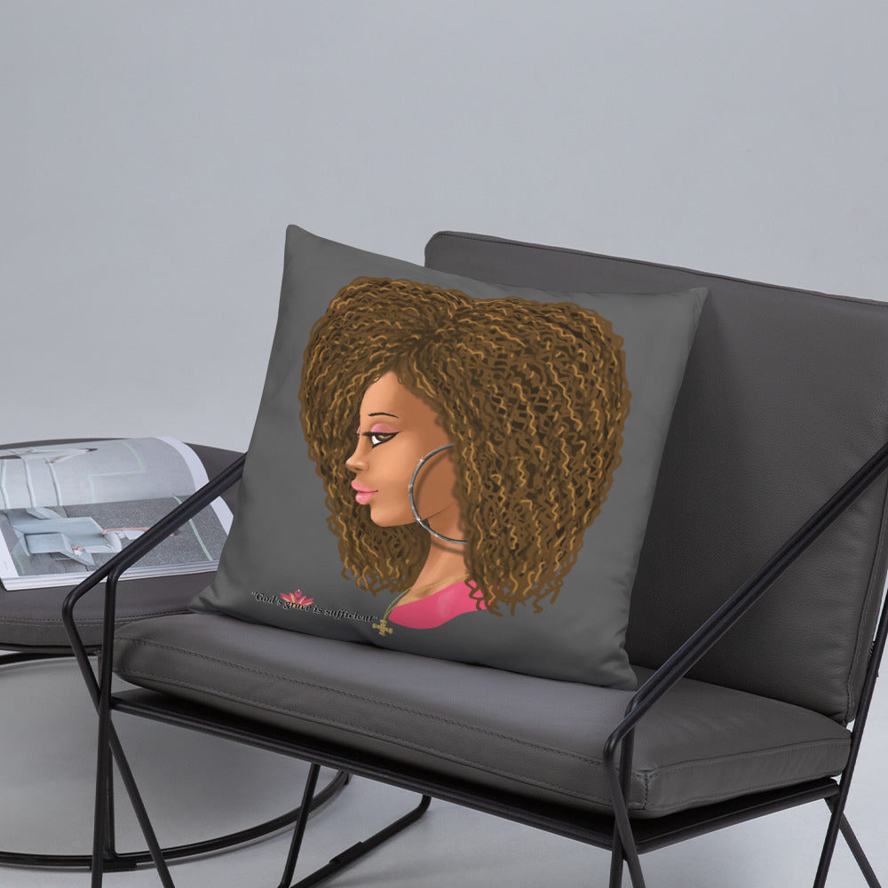 God's Grace is Sufficient (Gray) Throw Pillow