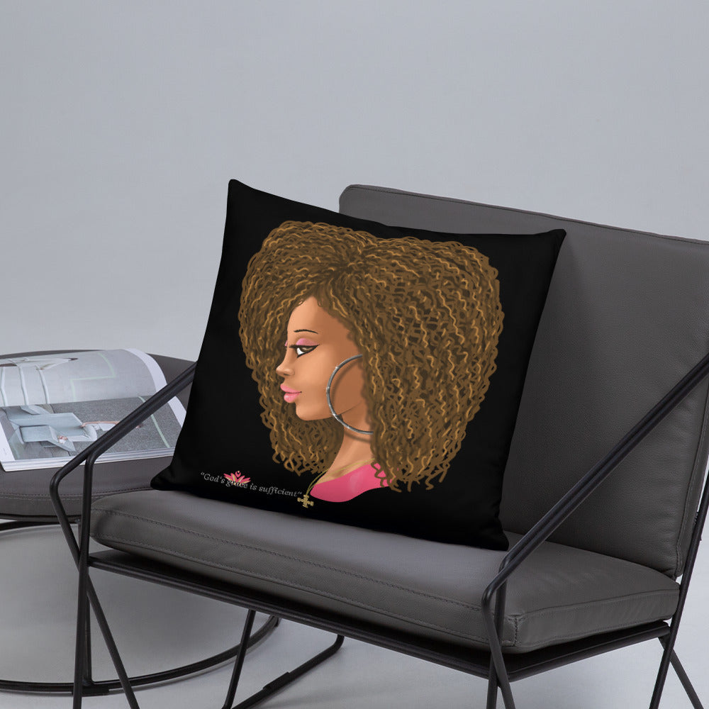 God's Grace is Sufficient (Black) Throw Pillow