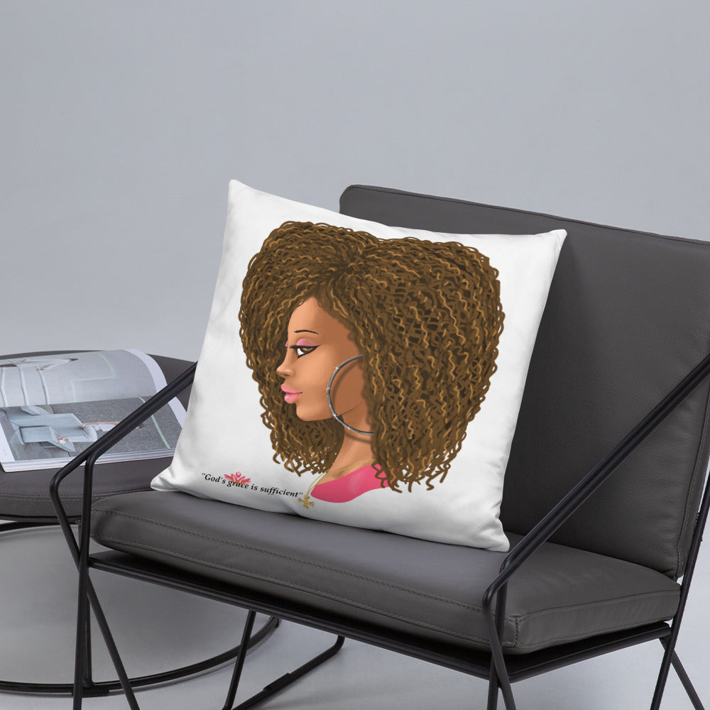 God's Grace is Sufficient (White) Throw Pillow