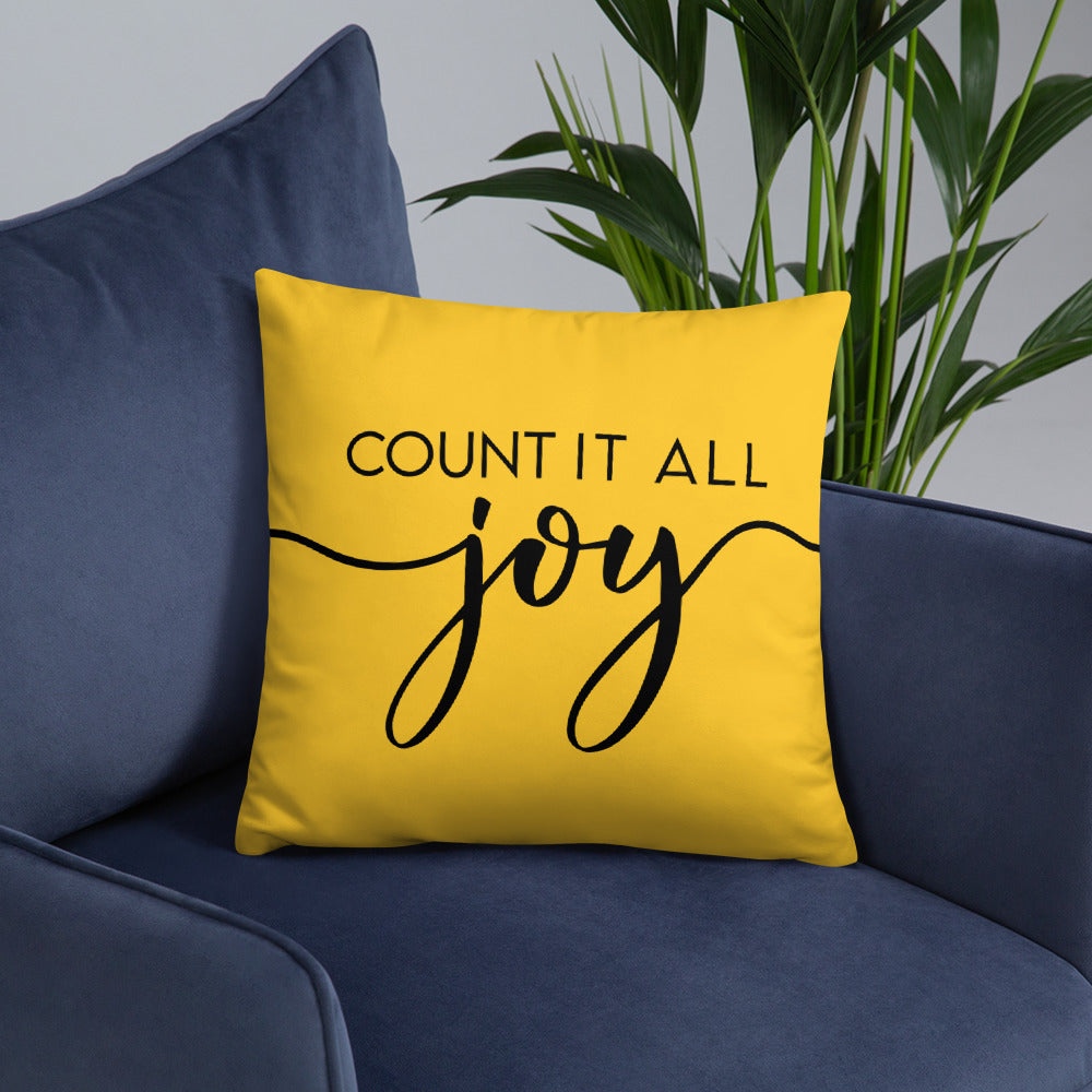 Count it All Joy (Yellow) Throw Pillow