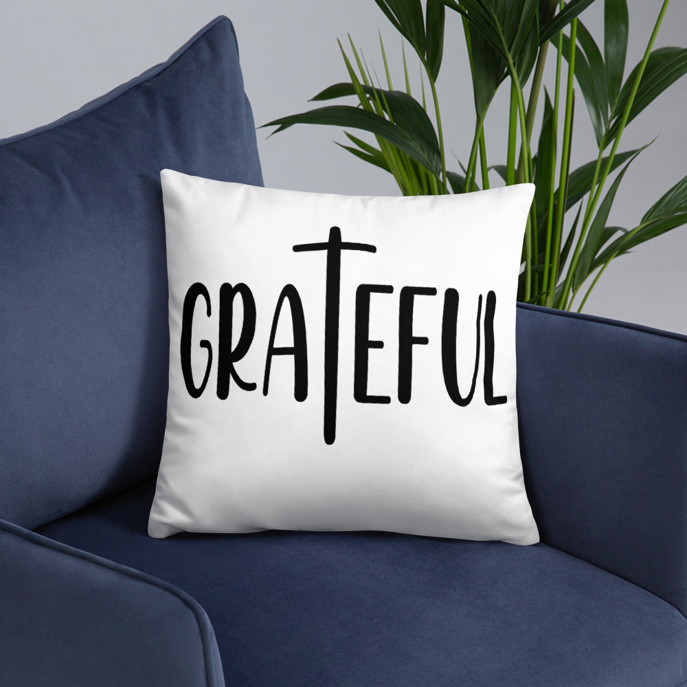 Grateful (White) Throw Pillow