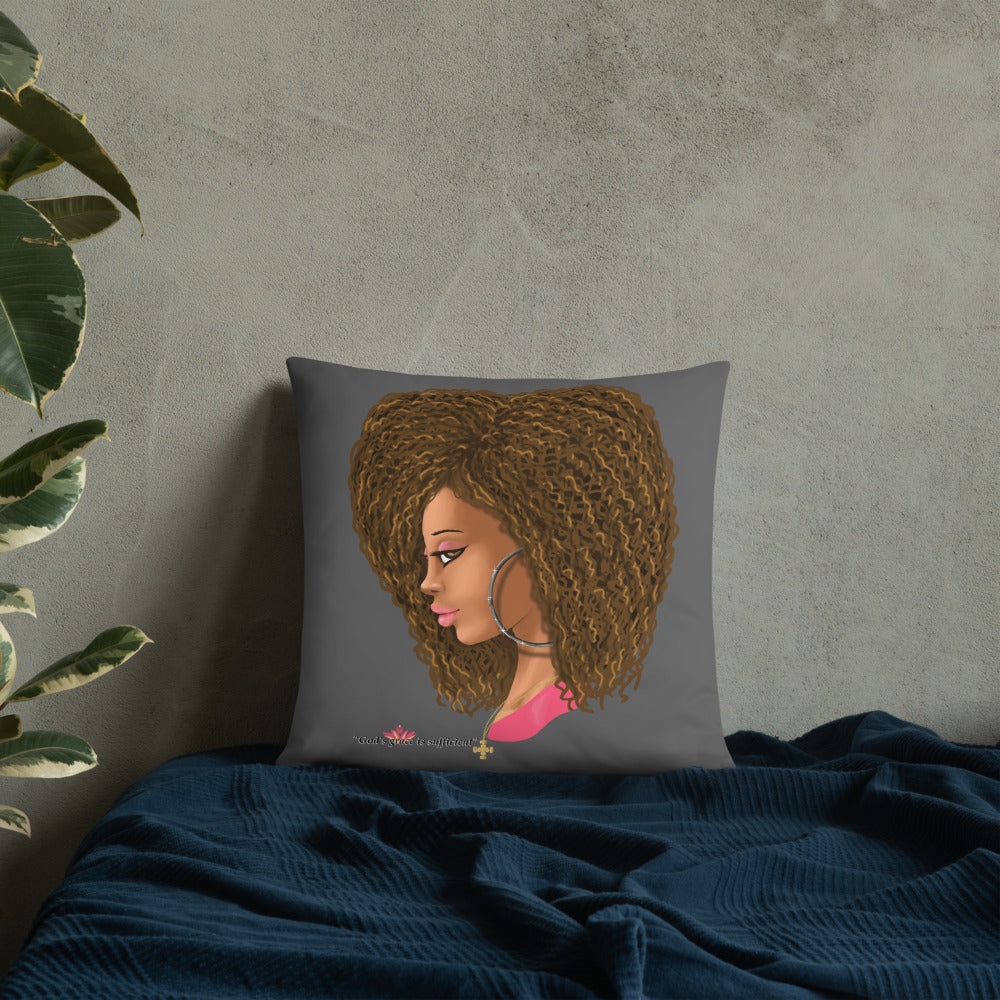 God's Grace is Sufficient (Gray) Throw Pillow