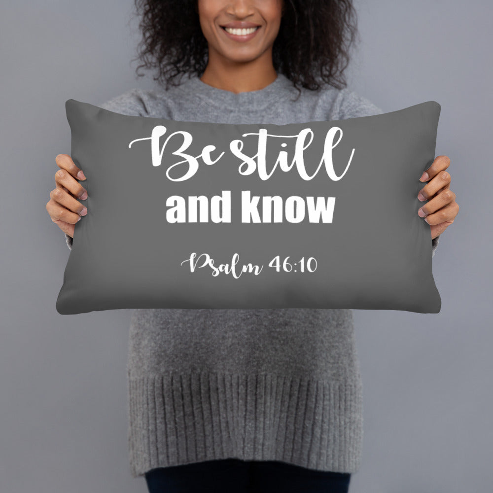 Be Still & Know (Gray) Lumbar Pillow