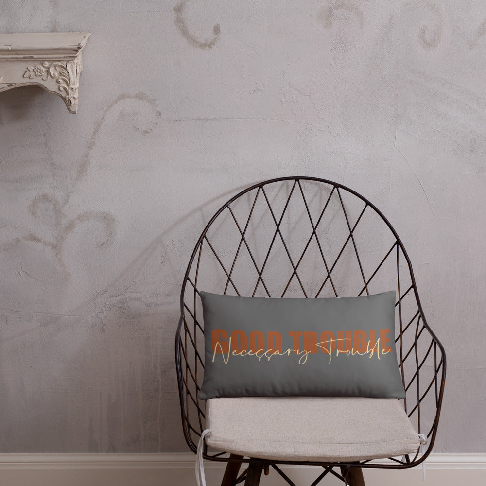 Good Trouble (Gray) Lumbar Pillow