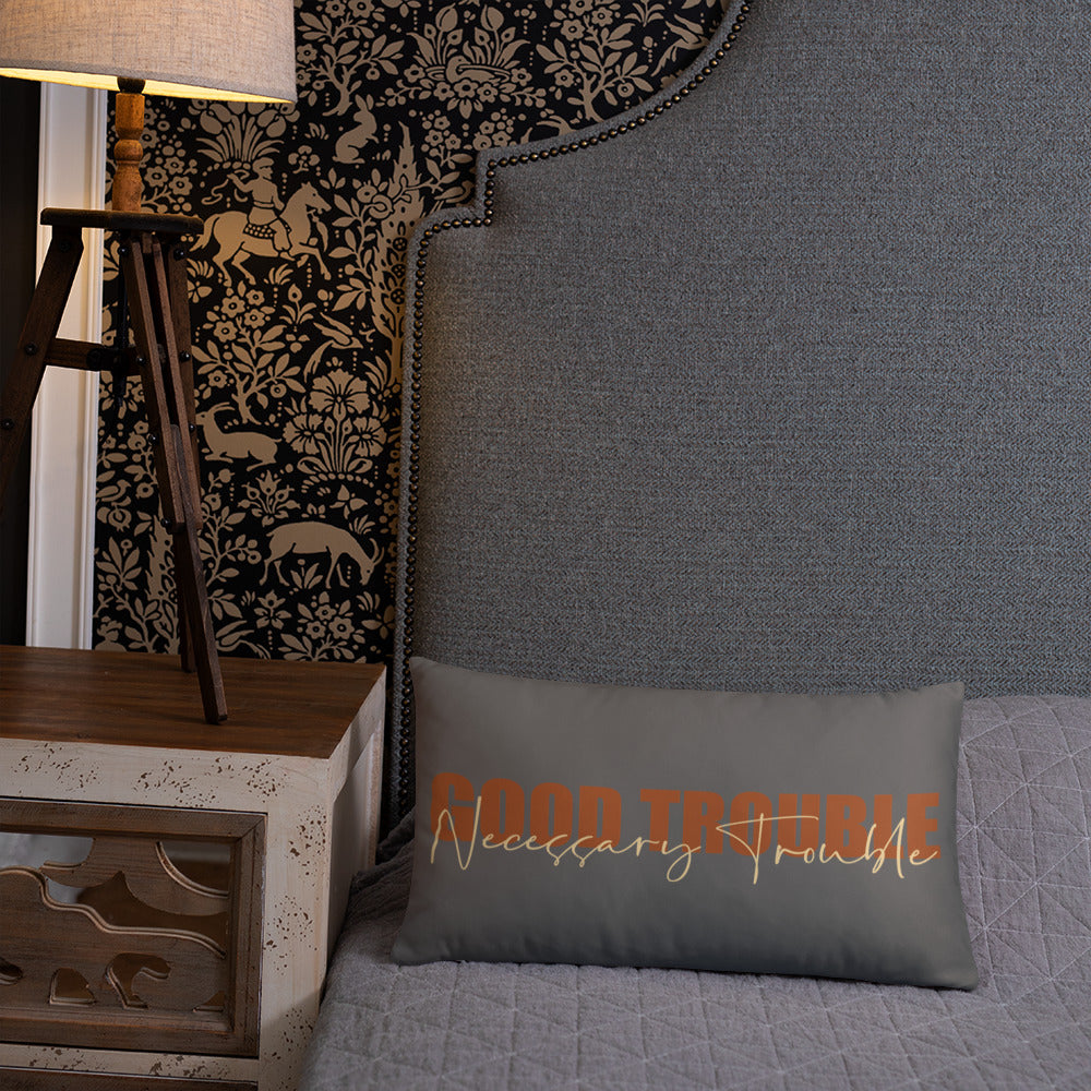 Good Trouble (Gray) Lumbar Pillow