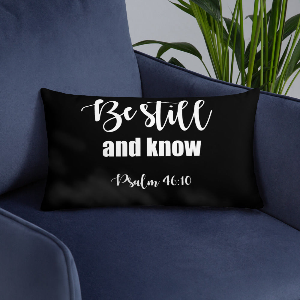 Be Still & Know (Black) Lumbar Pillow