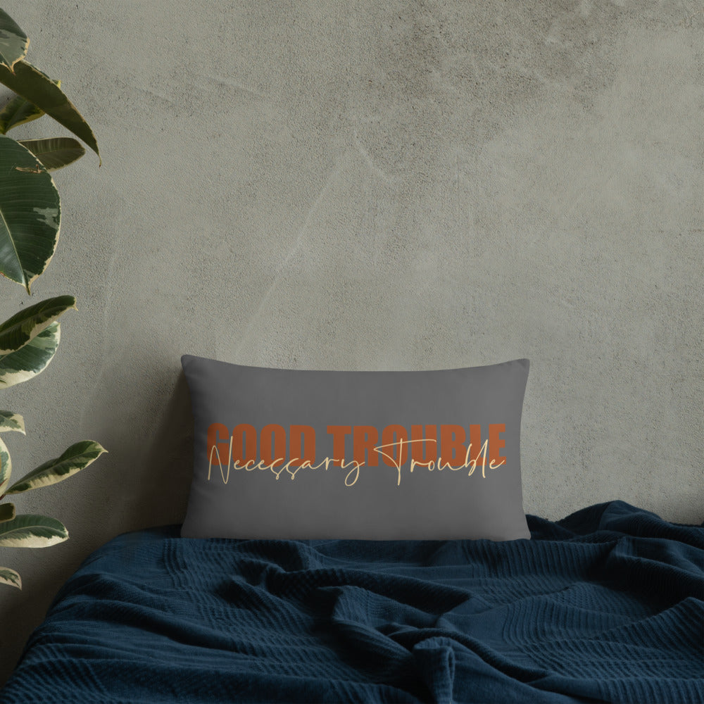 Good Trouble (Gray) Lumbar Pillow