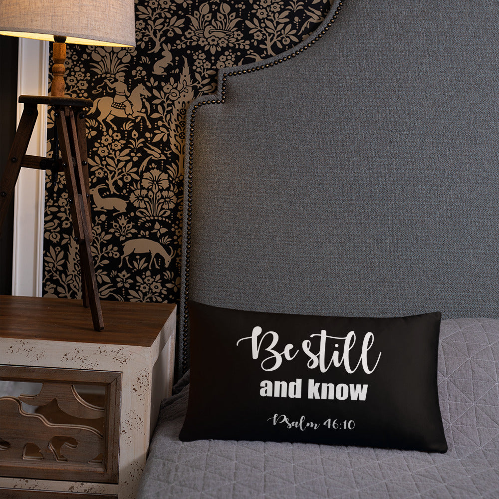 Be Still & Know (Black) Lumbar Pillow