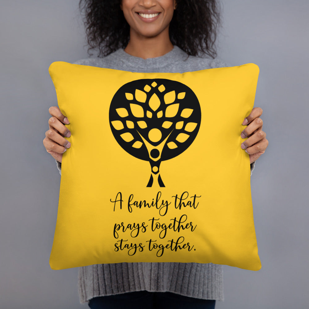 A Family that Prays Together (Yellow) Throw Pillow