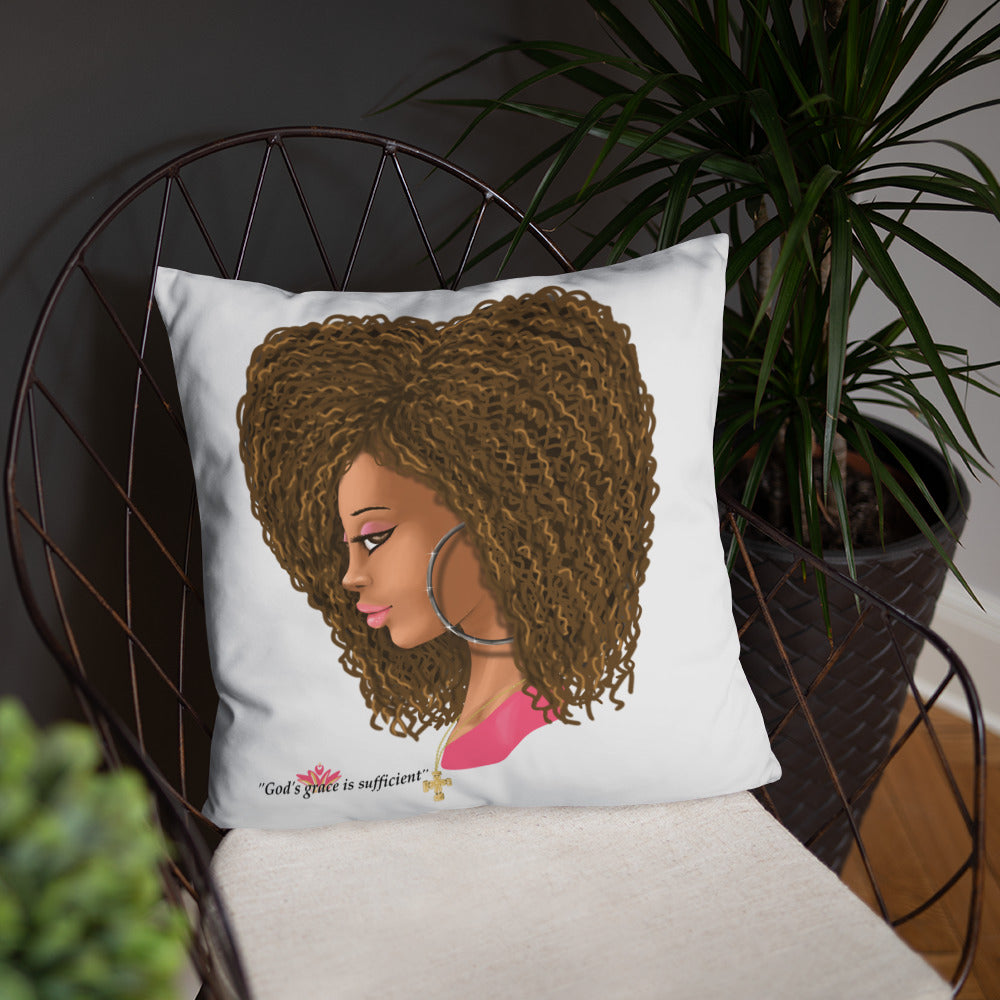 God's Grace is Sufficient (White) Throw Pillow
