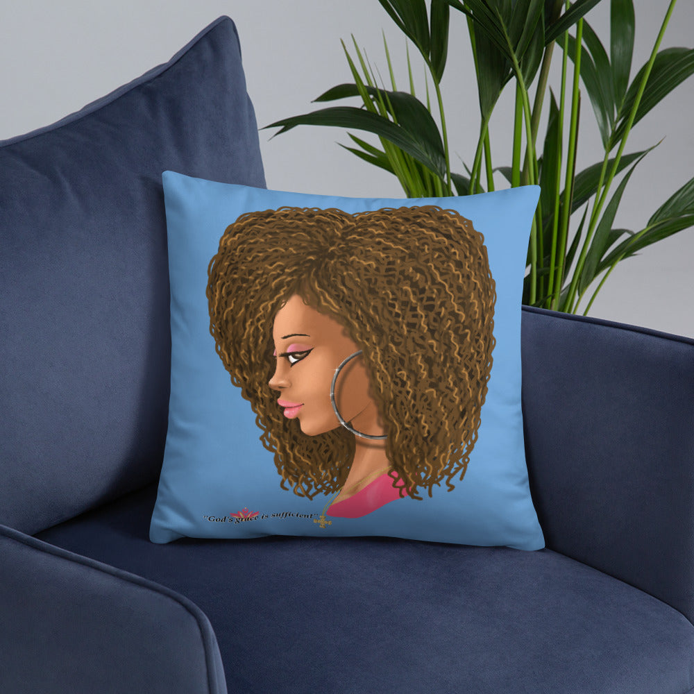 God's Grace is Sufficient (Blue) Throw Pillow