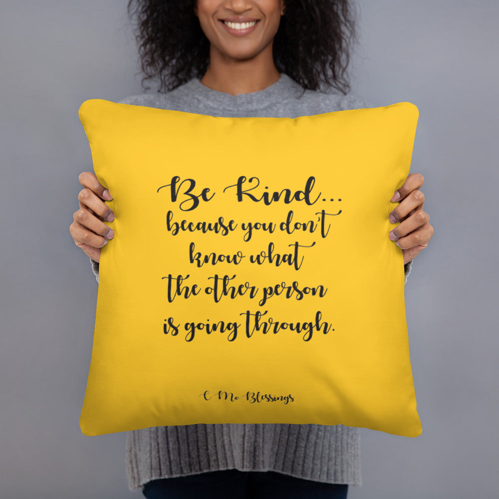 Be Kind (Yellow) Throw Pillow