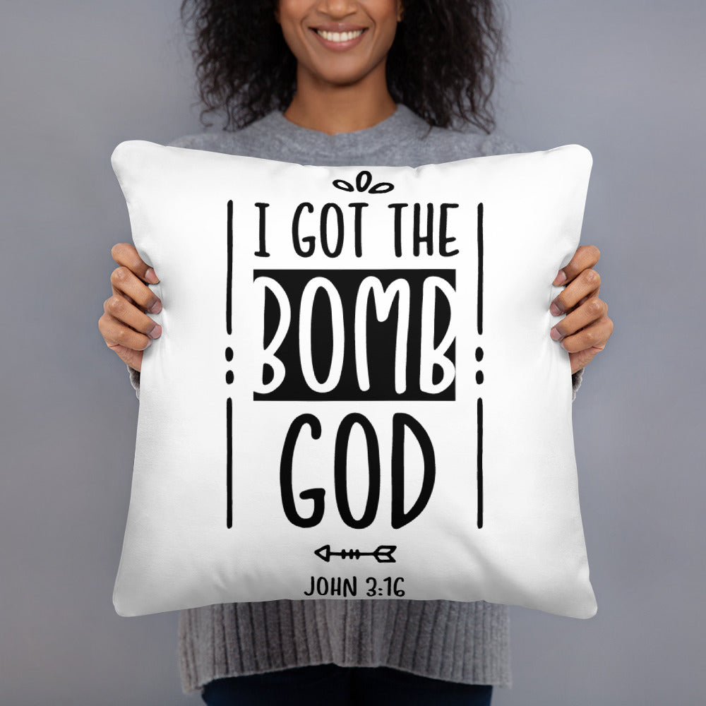 I Got the Bomb God (White) Throw Pillow