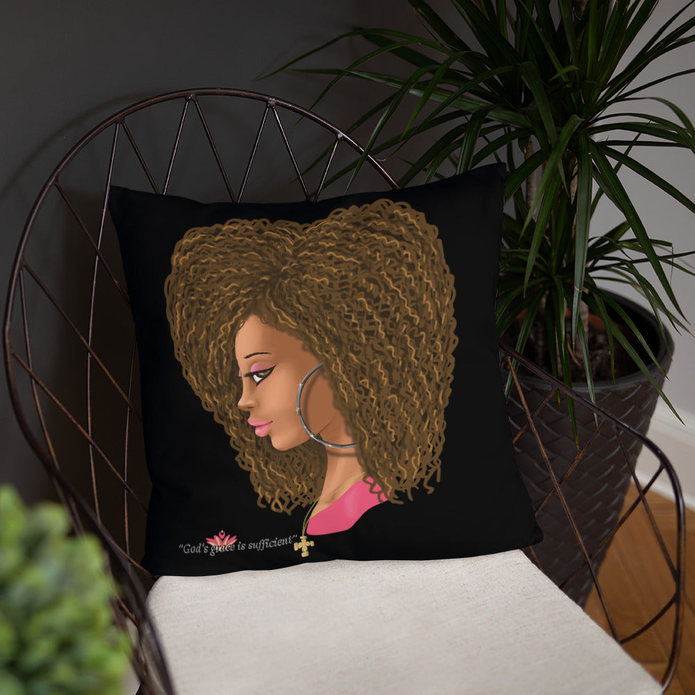 God's Grace is Sufficient (Black) Throw Pillow