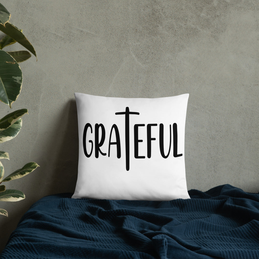 Grateful (White) Throw Pillow