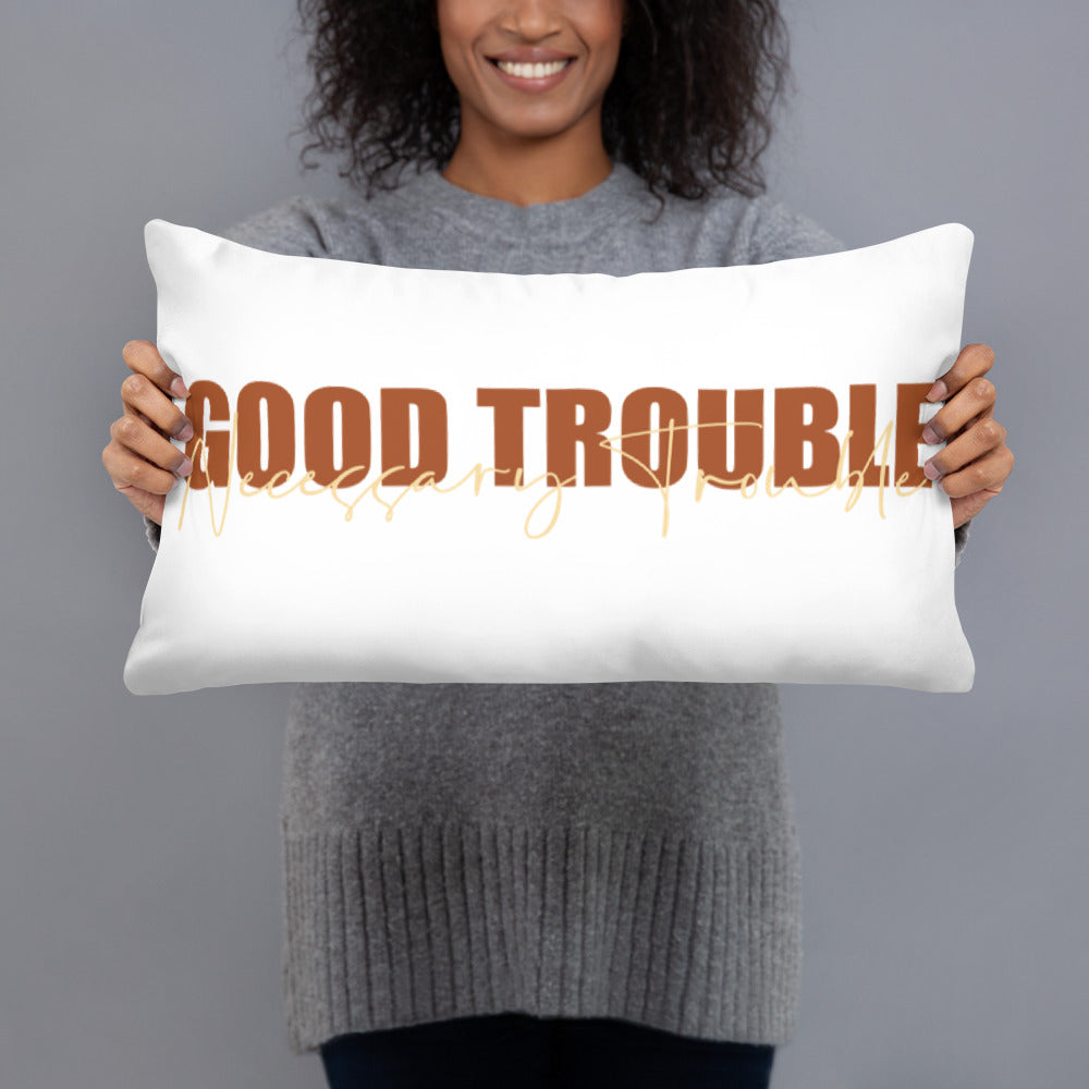 Good Trouble (White) Lumbar Pillow