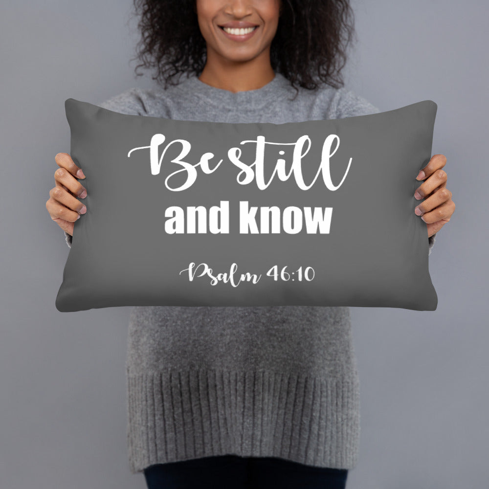 Be Still & Know (Gray) Lumbar Pillow